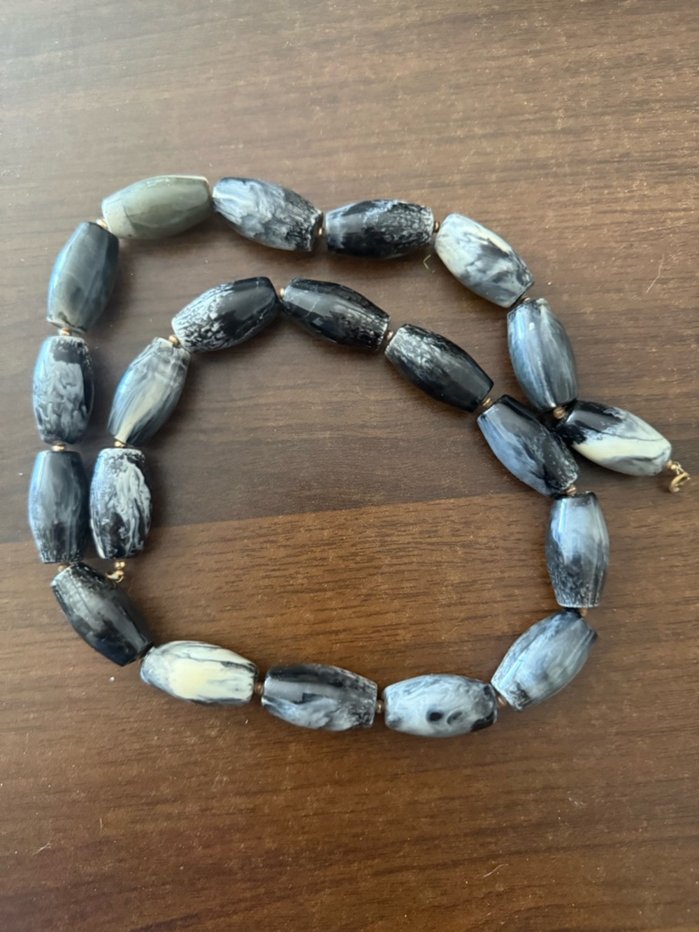 Handcrafted Black and Gray Agate Beaded Necklace - Women Jewelry